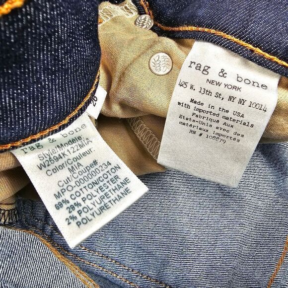 Rag & Bone Zipper Fly High‎ Rise Skinny Jeans Women's Size 26 - Picture 5 of 12